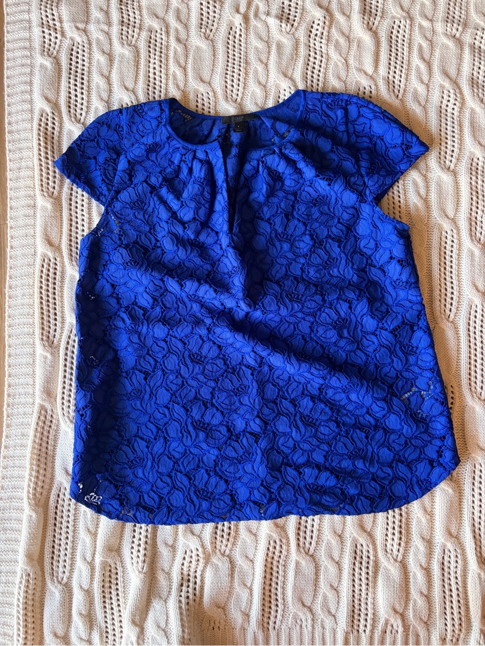 J. Crew Cap-Sleeve Top in Cobalt Blue